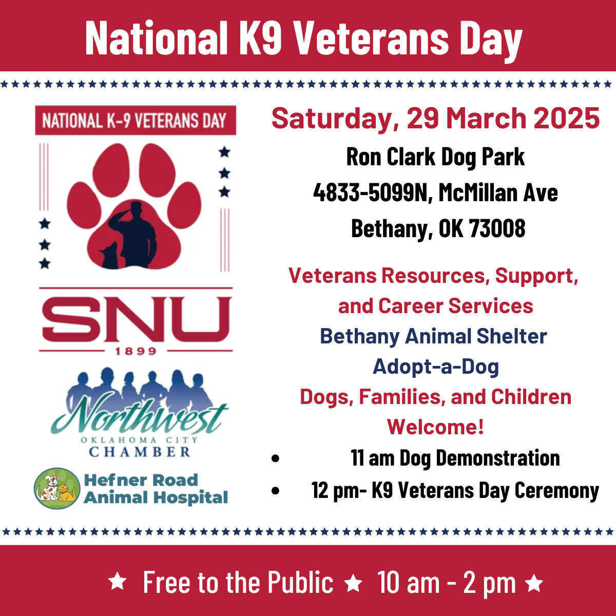 SNU Hosting Annual K9 Veterans Day Celebration Event March 29th